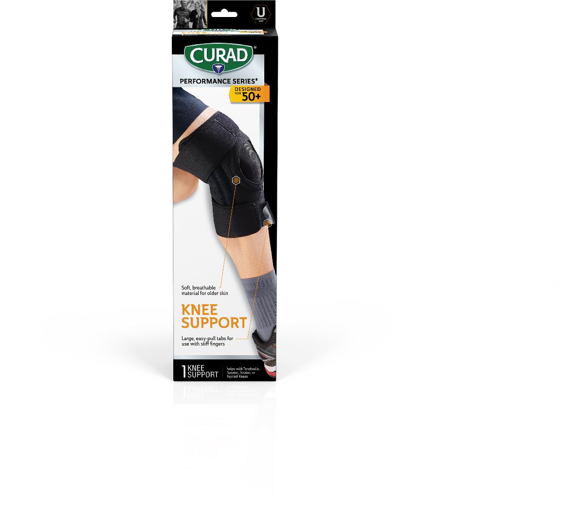 CURAD Performance Knee Support Microban Ages 50+ 4Ct