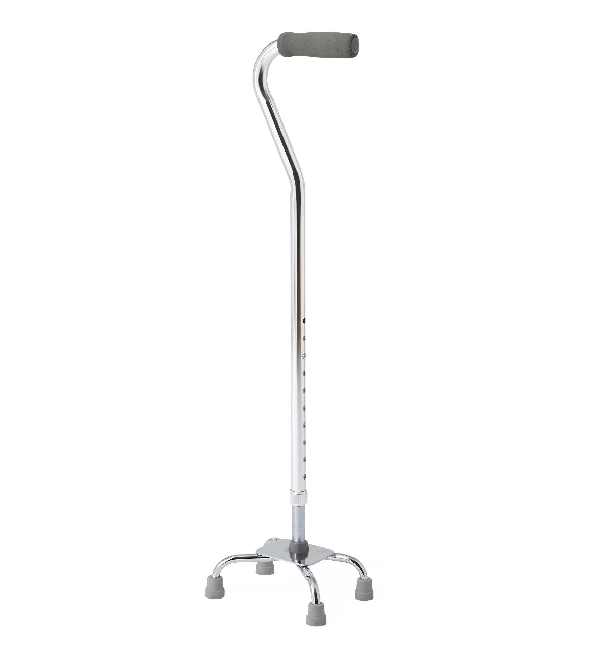 Medline Aluminum Quad Cane Sm Base 300lb Cap Chrome 2Ct