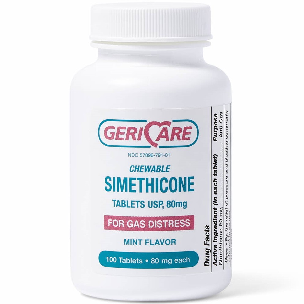 GeriCare Chewable Gas Relief Tablets 80mg 100Ct