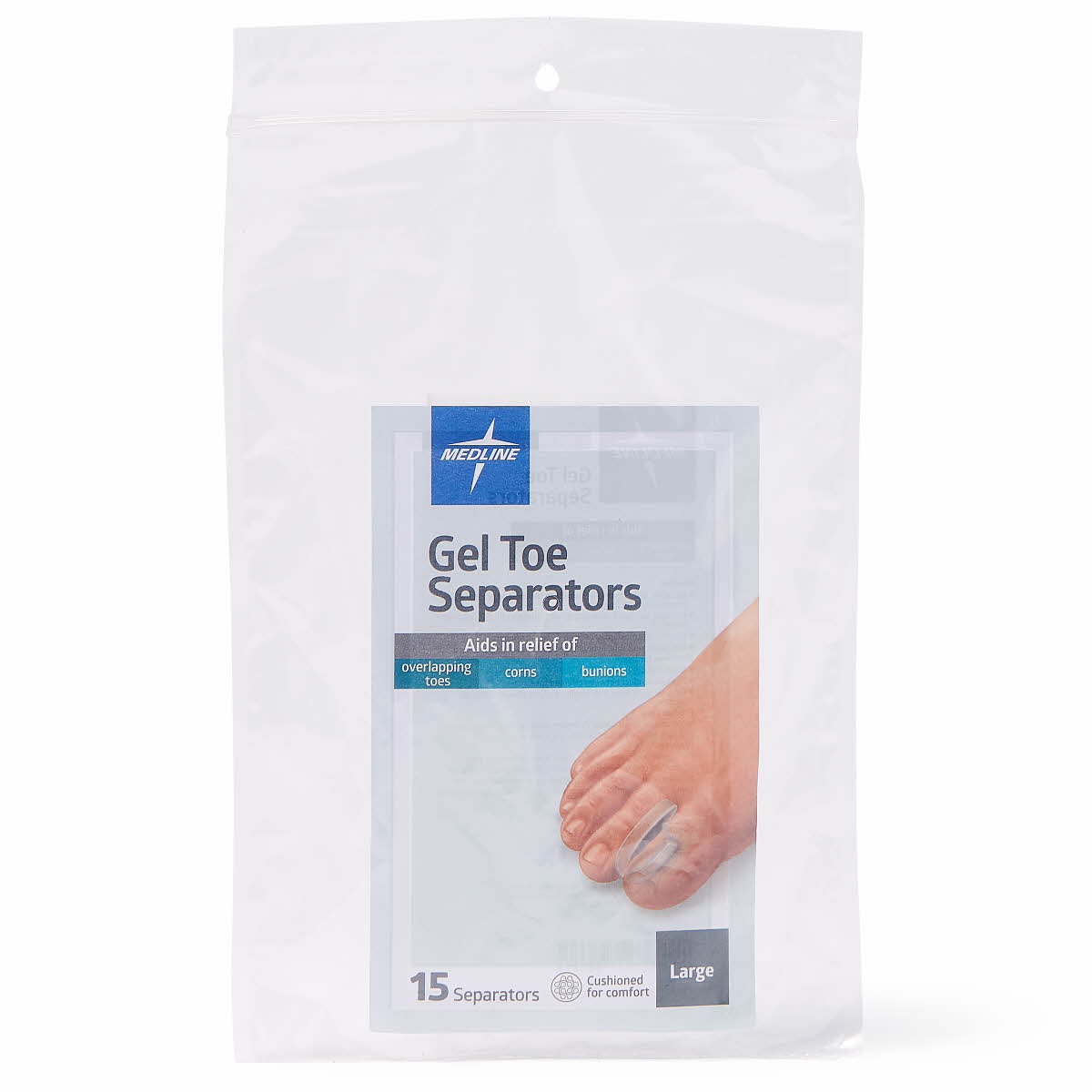 Medline Clear Gel Toe Separators L 15Ct