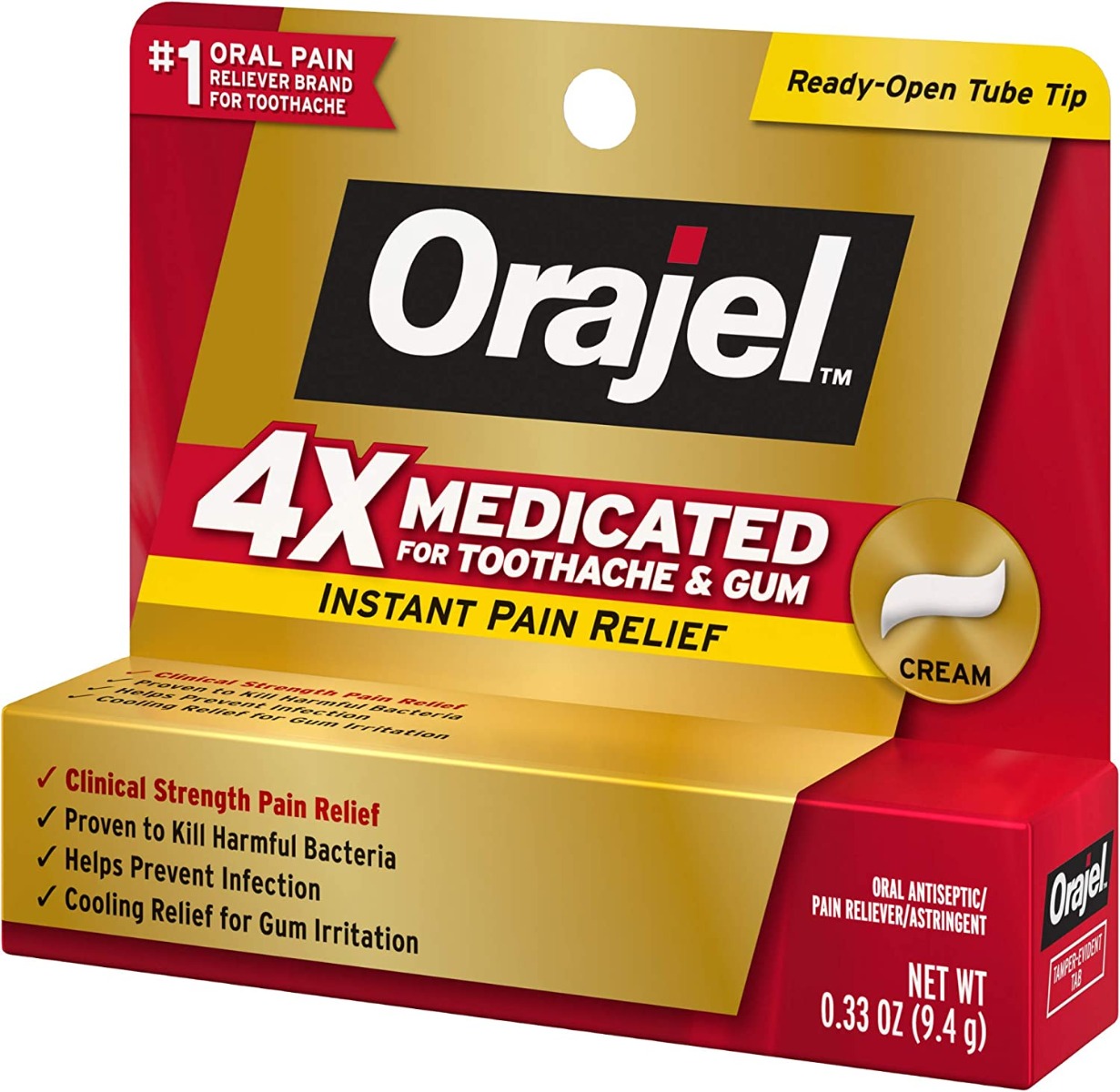 Orajel 4x Toothache and Gum Pain Cream 0.33 oz. 1Ct