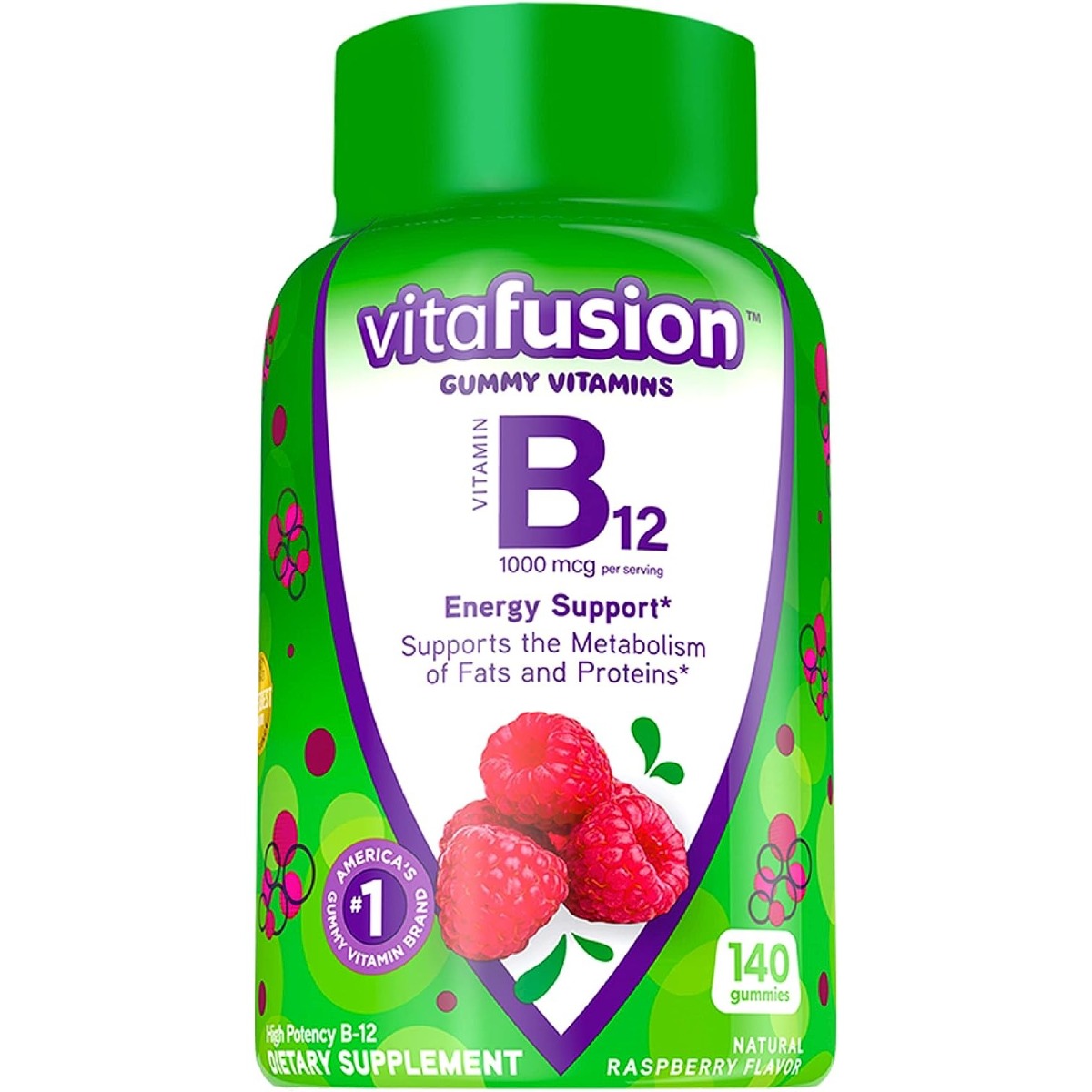Vitafusion B-12 Vitamin Gummies Raspberry 1000mcg 140Ct
