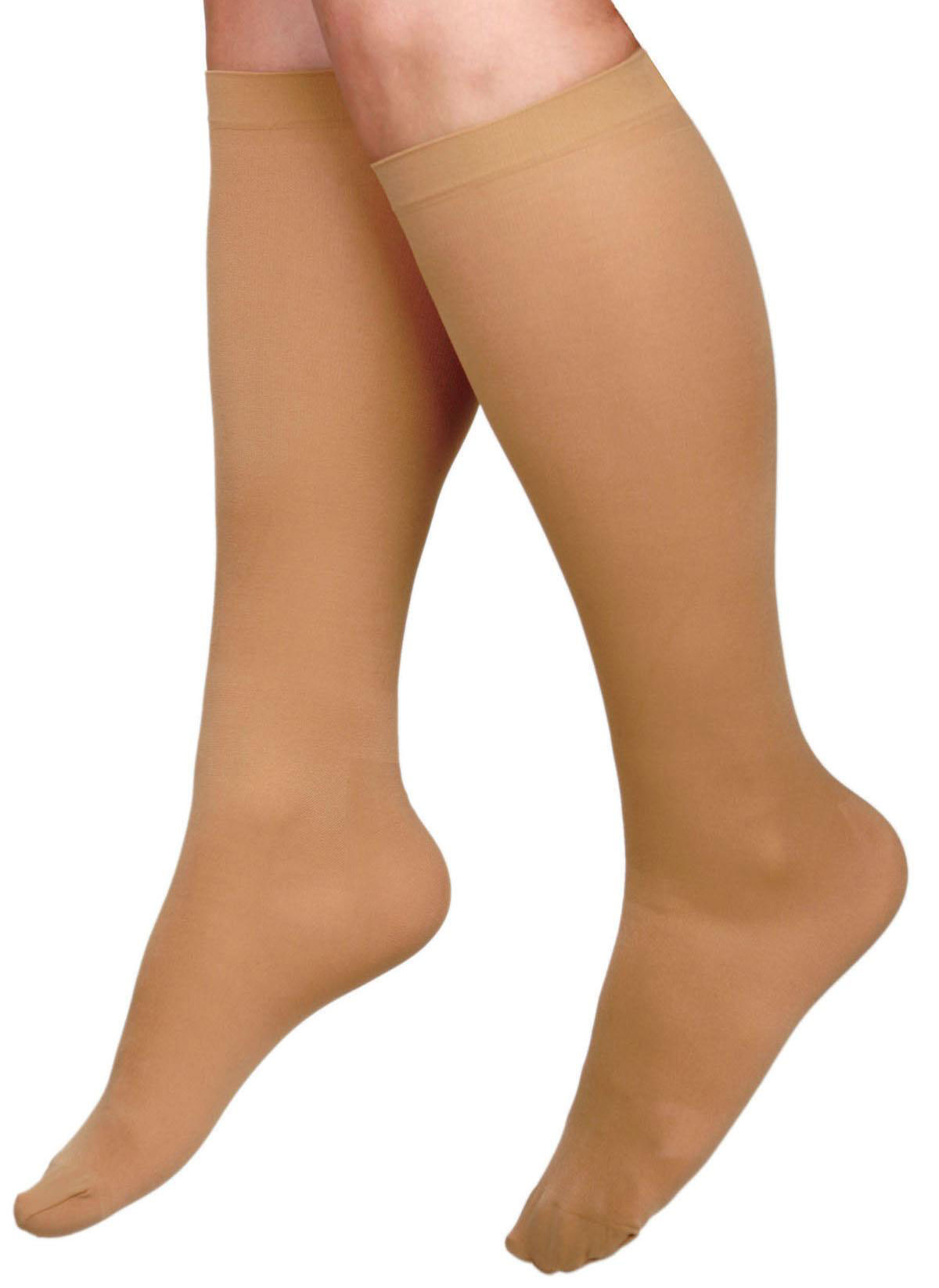 CURAD Knee Compression Hosiery 15-20mmHg Tan D Regular 1Pr