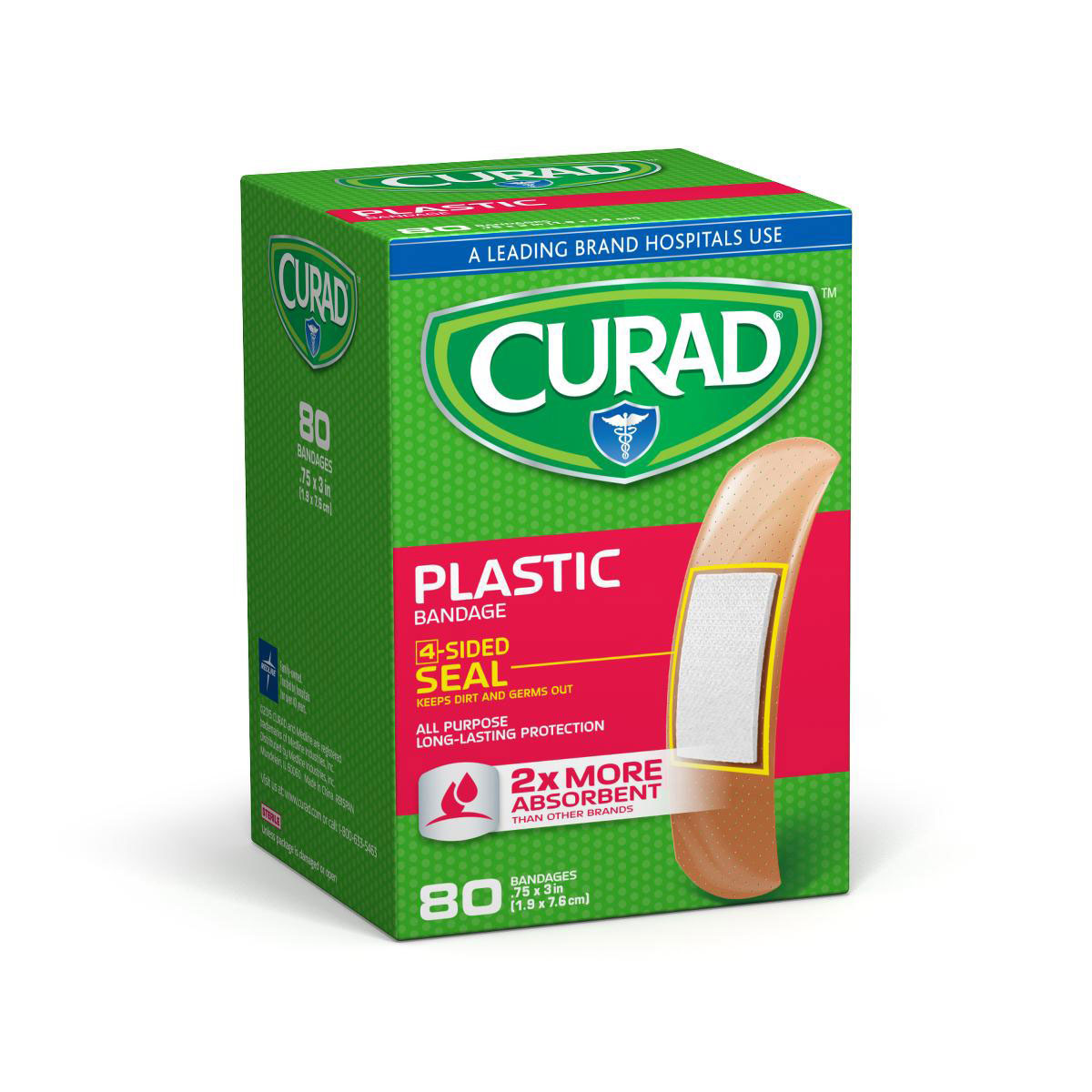 CURAD Plastic Adhesive Bandages 3/4x3 80Ct