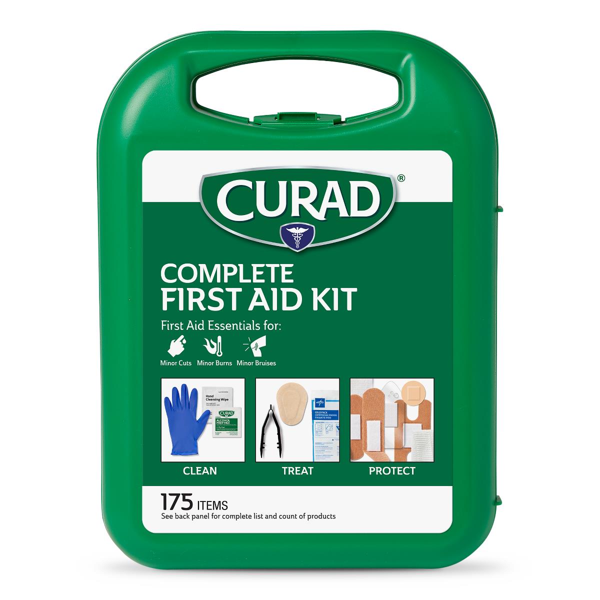 Curad 175-Piece Complete First Aid Kit No Splint Blue Nitrile Gloves 1Ct