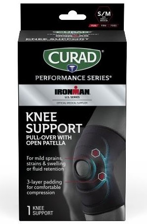 CURAD IRONMAN Neoprene Pull-Over Knee Supports with Open Patella S/M 4Ct