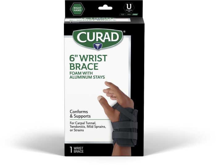 CURAD 6in Wrist Brace Splint with Stays Universal Right 1Ct CURORT190RHH by Medline