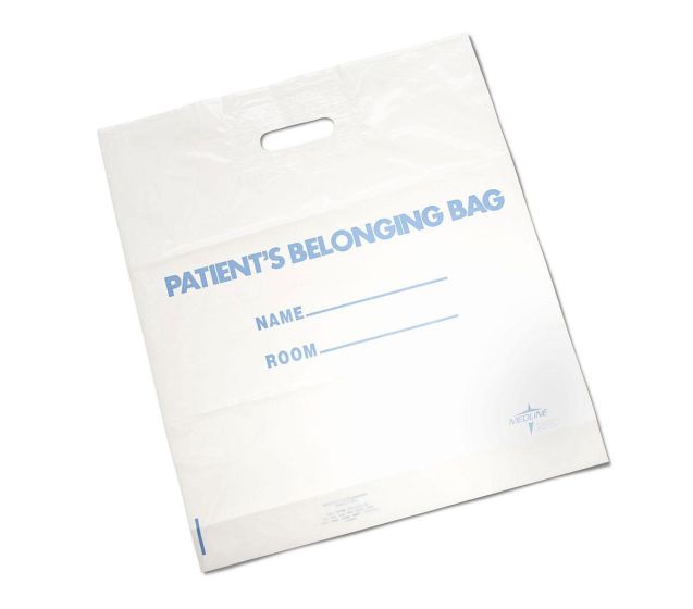 Medline Plastic Patient Bag w Handle 16x18 White 250Ct