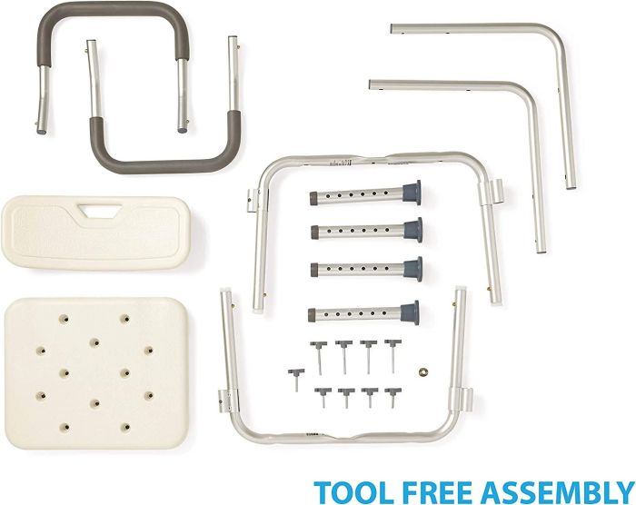 Medline Knockdown Bath Bench with Arms/Back 350lb Capacity 1Ct