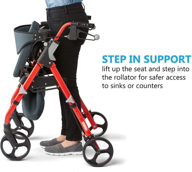 Medline Empower Rollator with Microban Red 1Ct