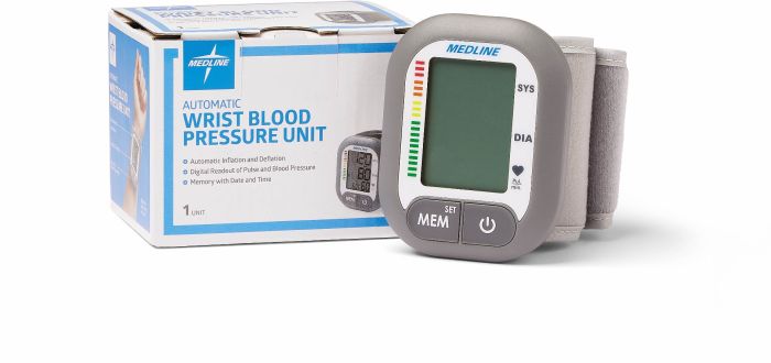 Medline Deluxe Digital Wrist Blood Pressure Monitor 1Ct