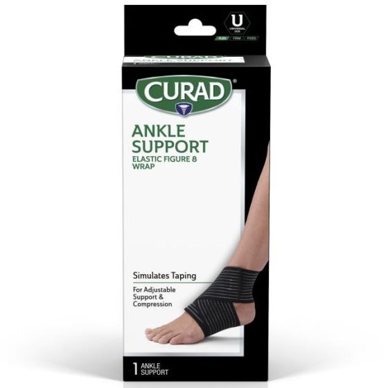 Curad Figure-8 Elastic Ankle Wrap Left/Right Universal Black 1Ct CURORT612HH by Medline