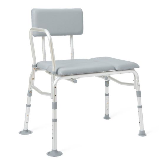 Cap Transfer Bench Medline Padded Transfer Bench with Back 400lb Cap 1Ct