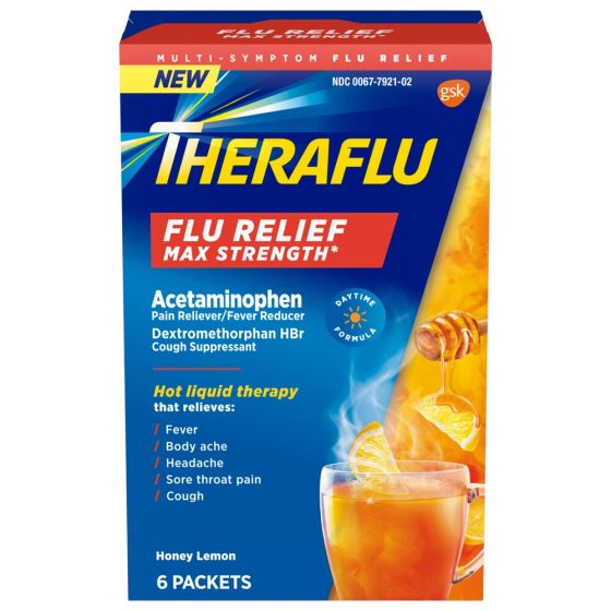 Theraflu Flu Max Strength Flu Relief Honey Lemon 6Ct GSK000132724H by Glaxo Smithkline