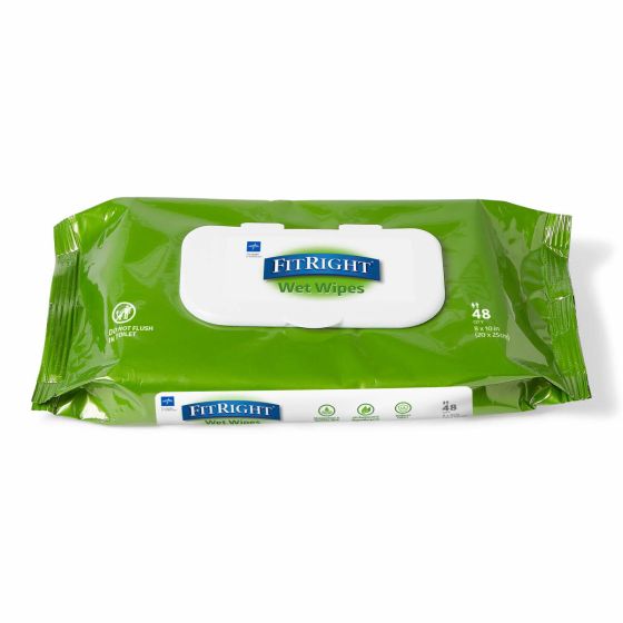 Medline FitRight Aloe Personal Wipes Scented, Soft Pack with Flip Top 48Ct MSC263654HH by Medline