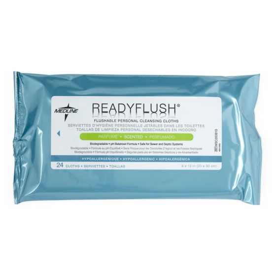 ReadyFlush Biodegradable Flushable Wipes Scented 24Ct MSC263810H by Medline