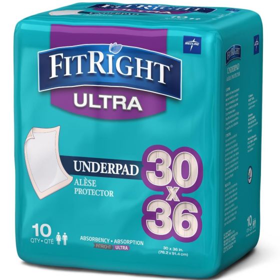 Fit Rite Insert Pads Medline FitRight Underpad Heavy Absorbency 30x36 10Ct