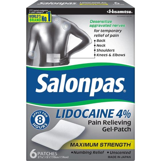 Salonpas Lidocaine Gel Pain Relieving Patch 6Ct OTC083006 by Hisamitsu Pharmaceutical Co Inc