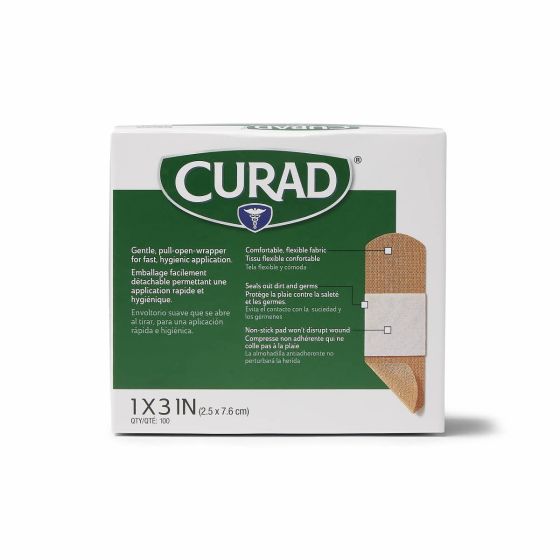 CURAD Quick Strip Fabric Adhesive Bandages 1x3in 100Ct