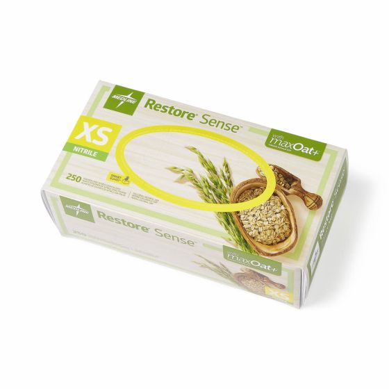 Restore Sense Exam Gloves maxOat+ Nitrile Textured Fingertips XS 250Ct OAT4583H by Medline