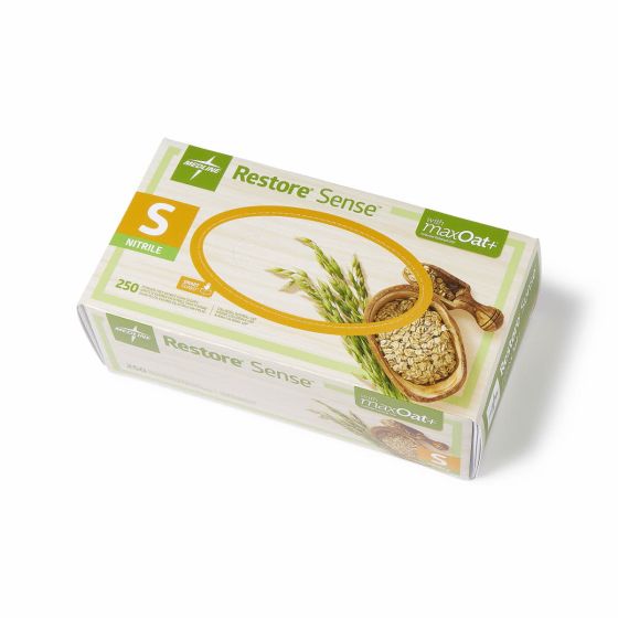 Restore Sense Exam Gloves maxOat+ Nitrile Textured Fingertips S 2500Ct OAT4584 by Medline