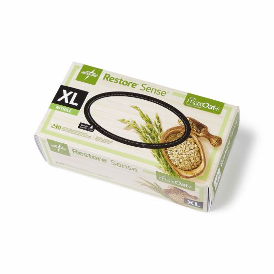 Restore Sense Exam Gloves maxOat+ Nitrile Textured Fingertips XL 230Ct OAT4587H by Medline