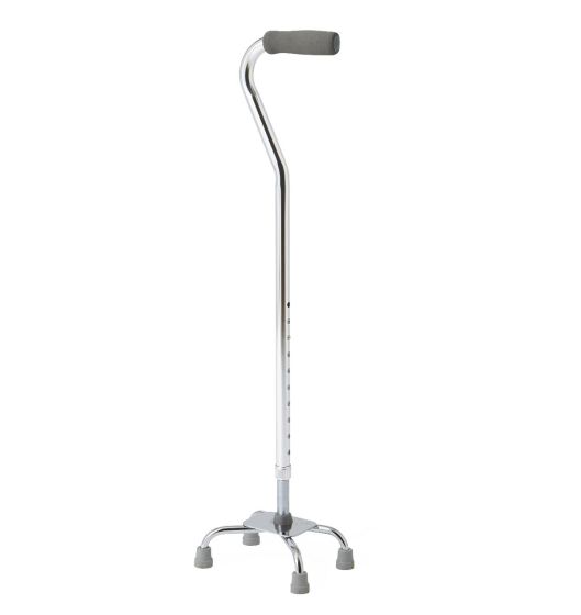 Medline Aluminum Quad Cane Sm Base 300lb Cap Chrome 2Ct MDS86222CHR by Medline