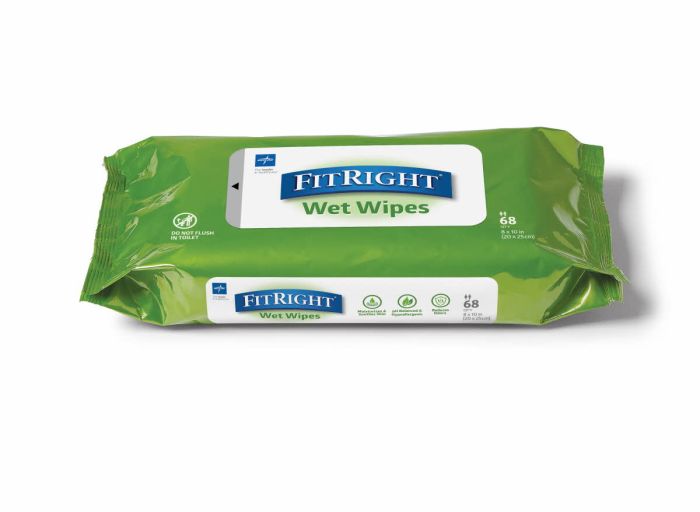 Medline FitRight Aloe Personal Wipes Scented, Soft Pack 68Ct MSC263754H by Medline