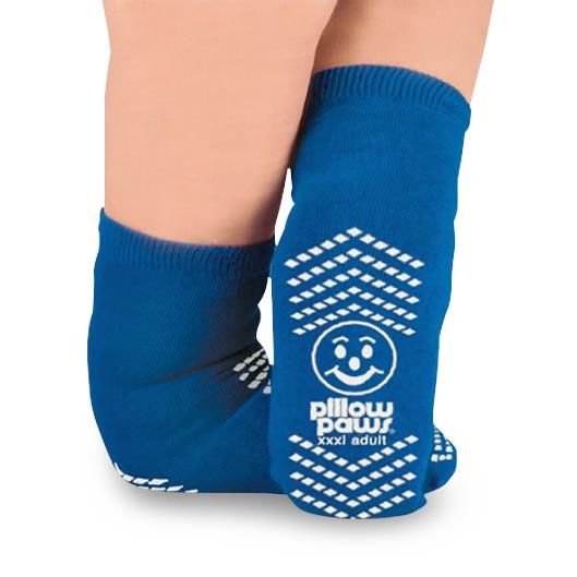 Pillow Paws Fall Prevention Slipper Socks Blue Bariatric 1Pr