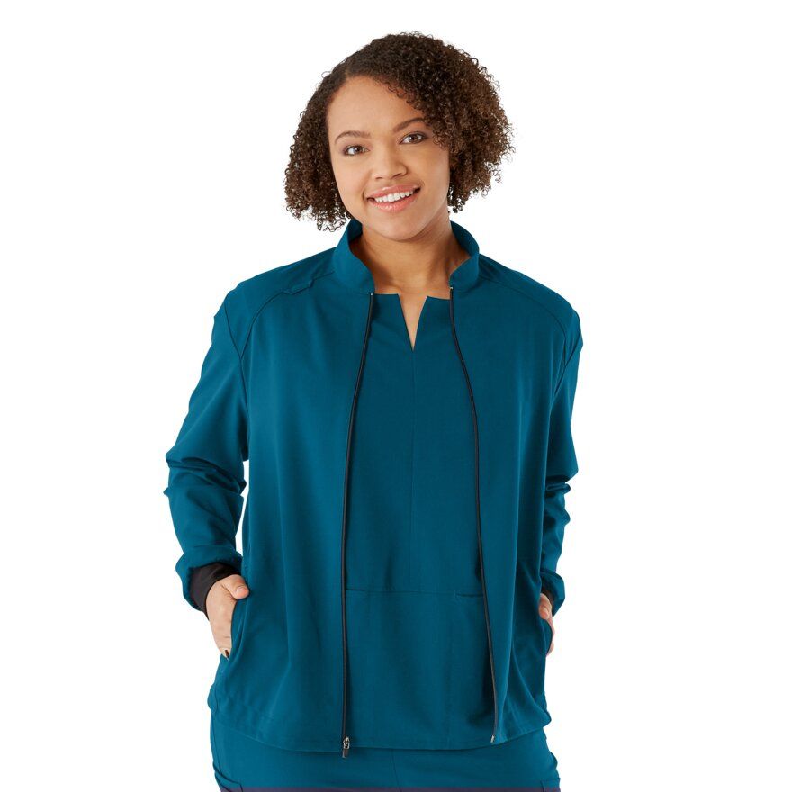 Solano ave Women's Athletic Fit Scrub Jacket Caribbean Blue 2XL