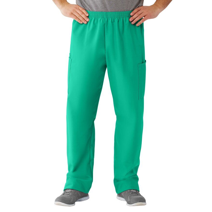 AngelStat Unisex Cargo Scrub Pants with Elastic Waist, Jade, Long