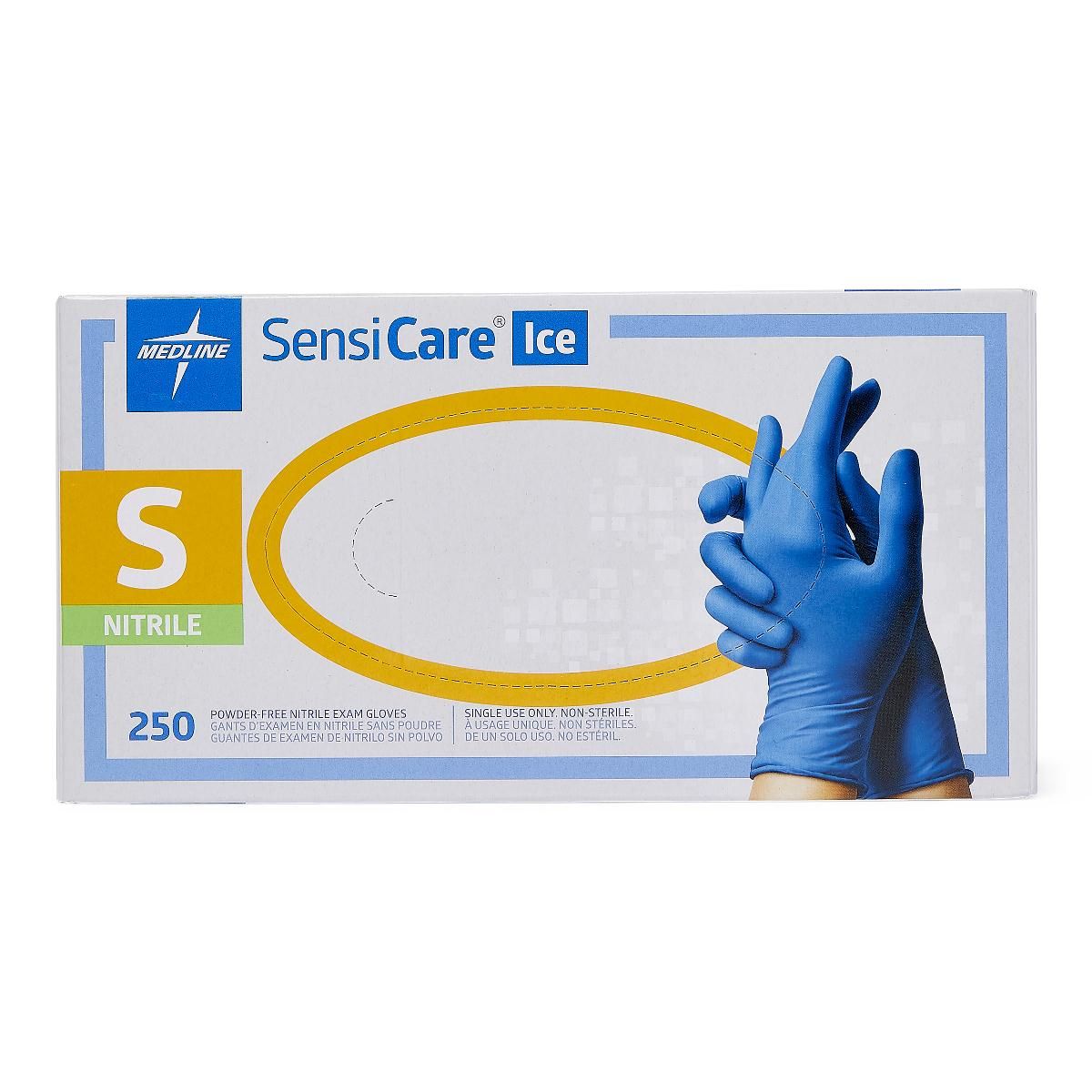 Medline SensiCare Ice Nitrile Exam Gloves S 250Ct