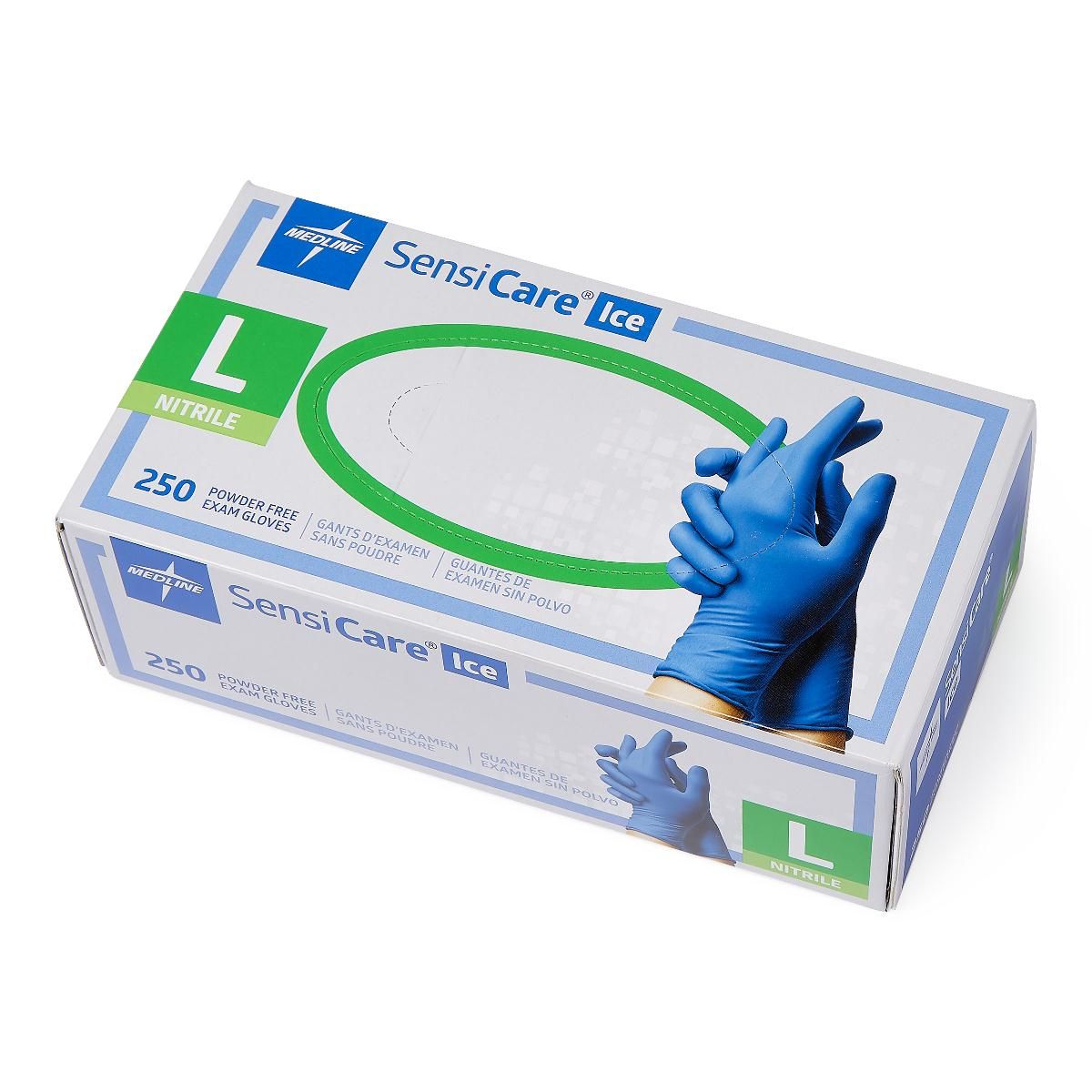 Medline SensiCare Ice Nitrile Exam Gloves L 250Ct