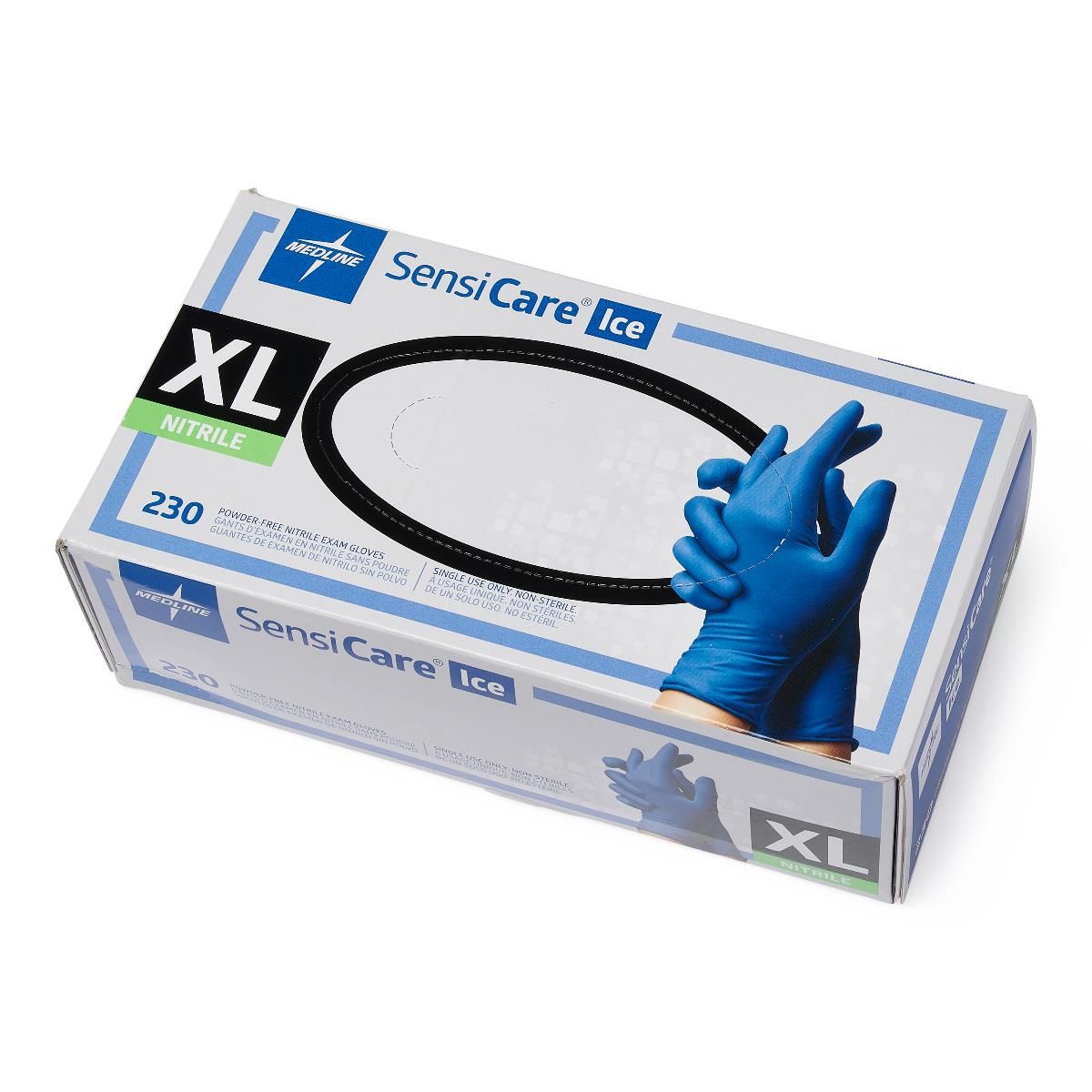 Medline SensiCare Ice Nitrile Exam Gloves XL 230Ct