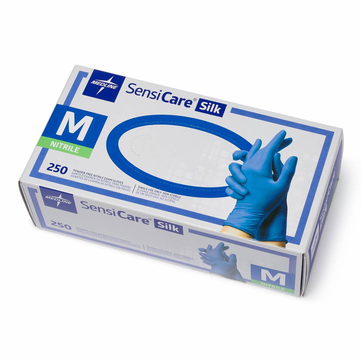 Medline SensiCare Silk Nitrile Exam Gloves M 2500Ct
