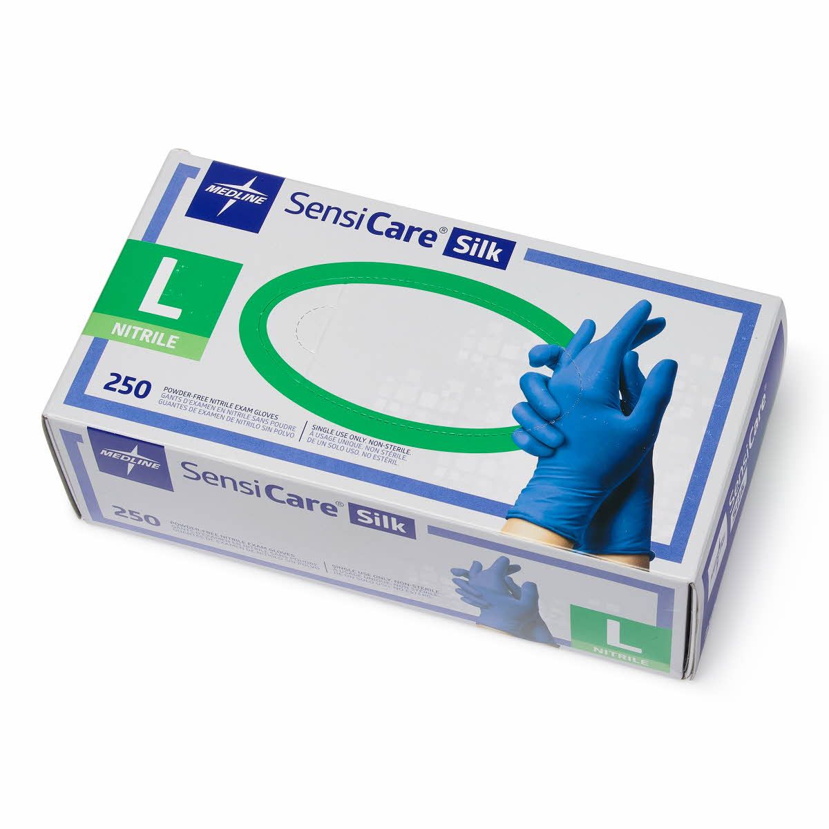 Medline SensiCare Silk Nitrile Exam Gloves L 2500Ct