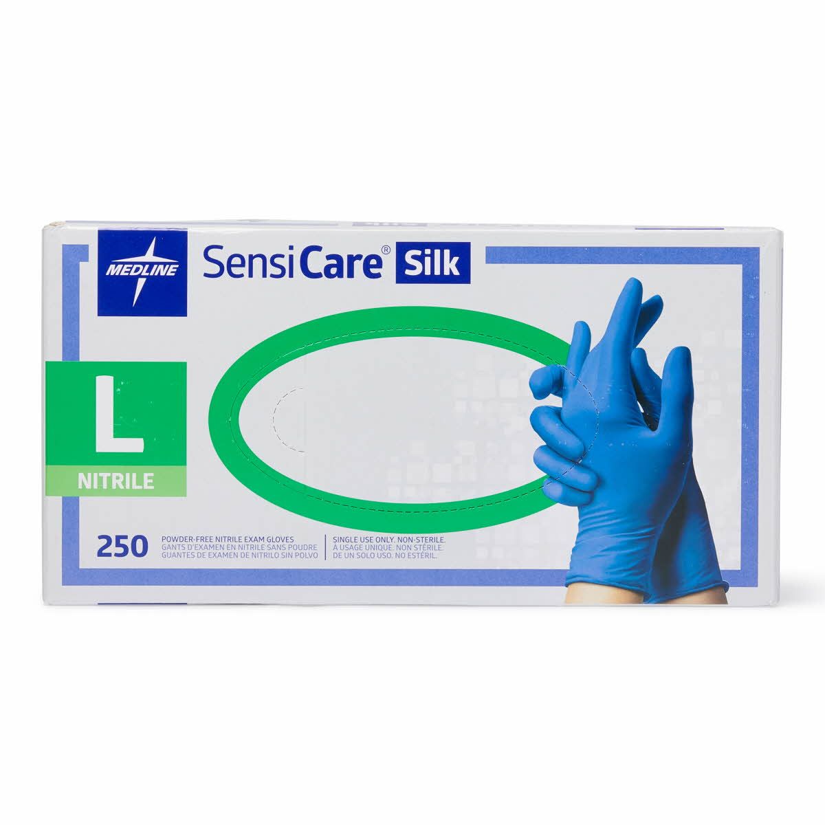 Medline SensiCare Silk Nitrile Exam Gloves L 2500Ct