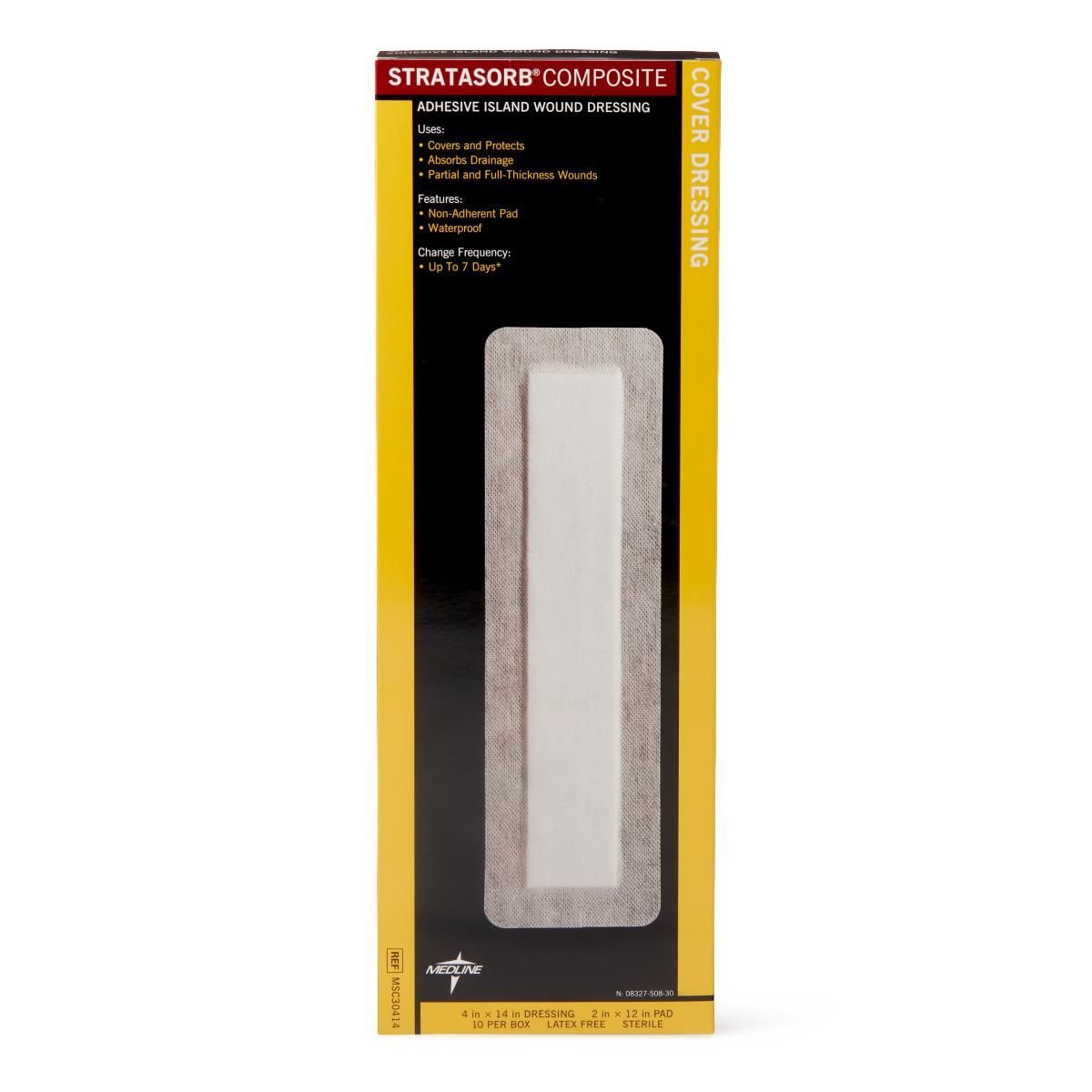 【COLOR iN ID】Coated line incision padding Medline Stratasorb Waterproof Island Dressing 4x14 10Ct