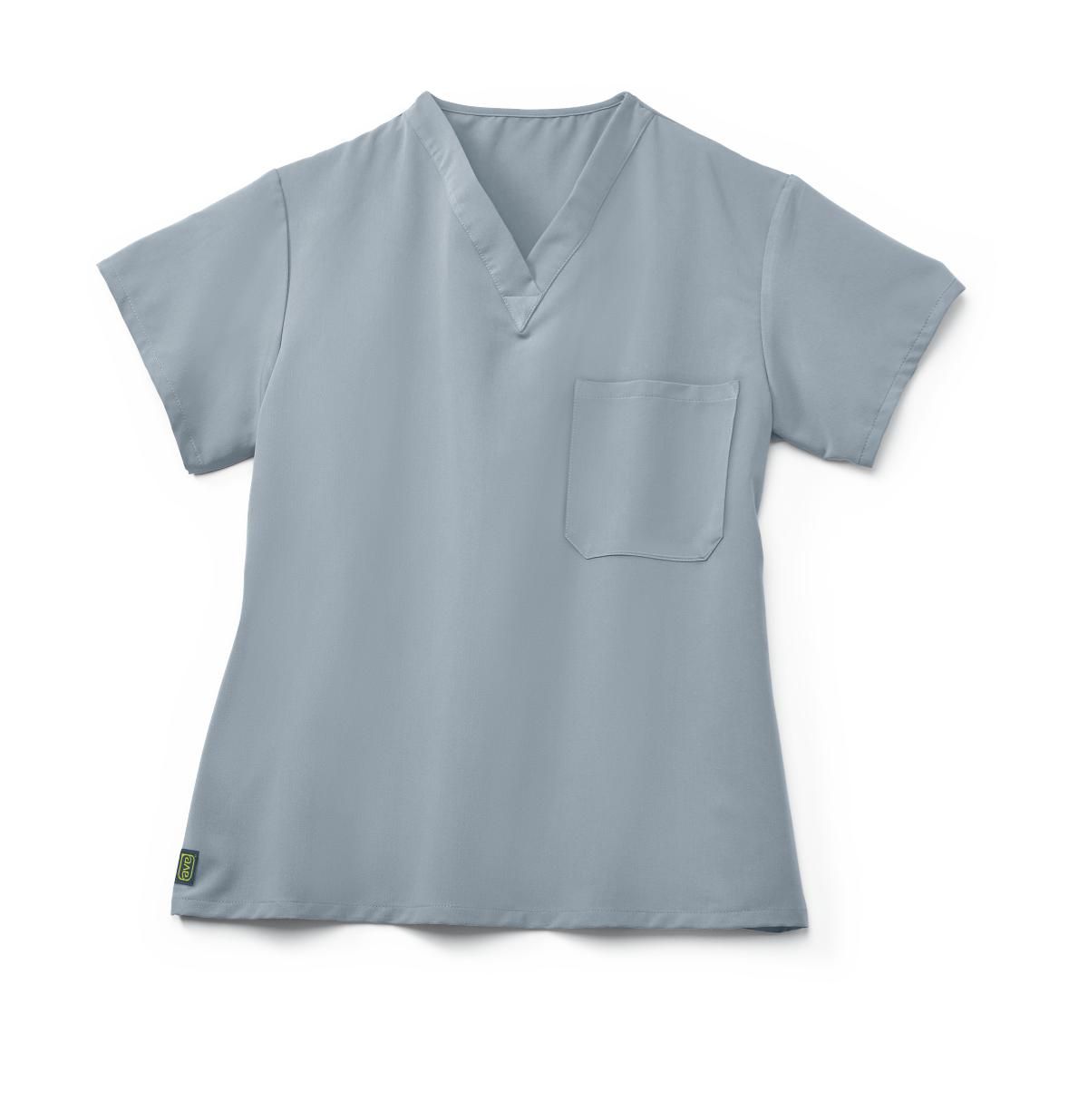 Fifth ave Unisex V-Neck Scrub Top with 1 Pocket, Light Gray