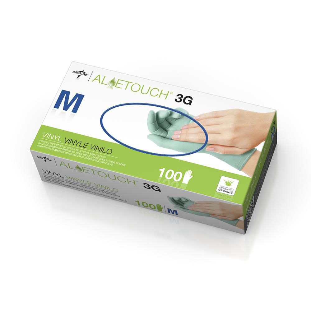 Medline Aloetouch 3G Synthetic Exam Gloves M 1000Ct