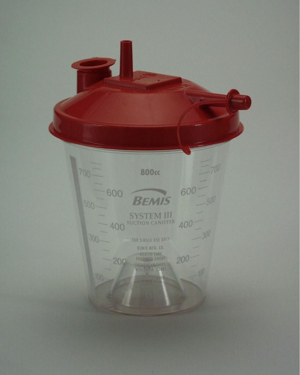 Bemis Hydrophobic Rigid Suction Canister 800cc 1Ct