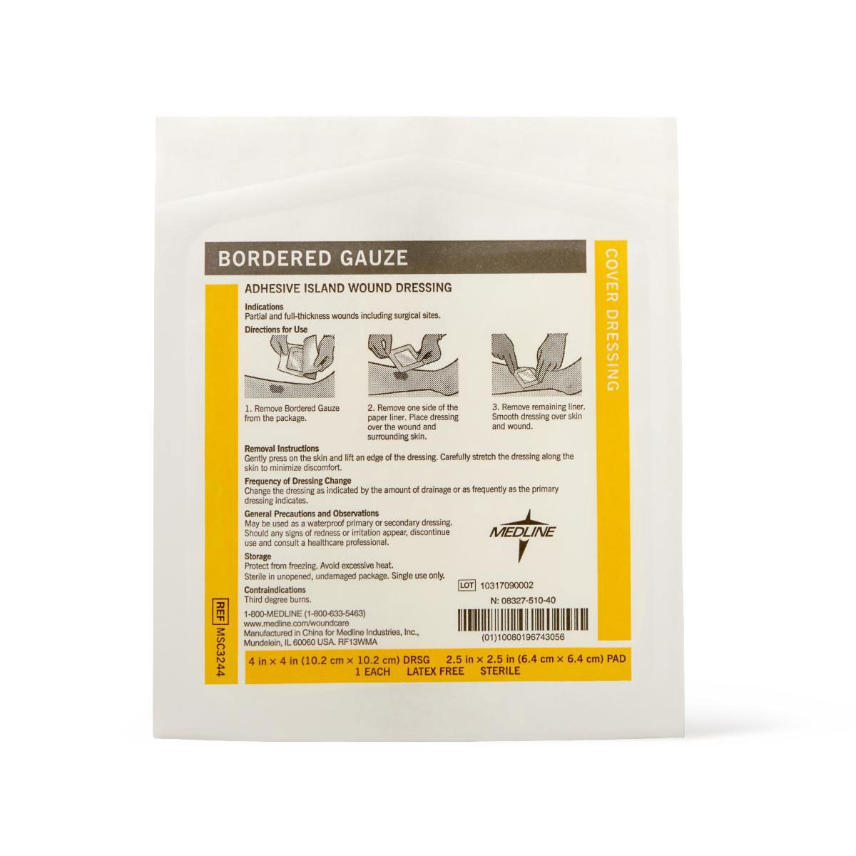 Medline Border Gauze Adhesive Island Wound Dressing 4x4 1Ct Medline Border Gauze Adhesive Island Wound Dressing 4x4 1Ct