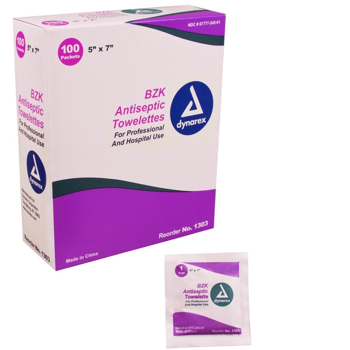 Dynarex BZK Antiseptic Towelettes 100Ct