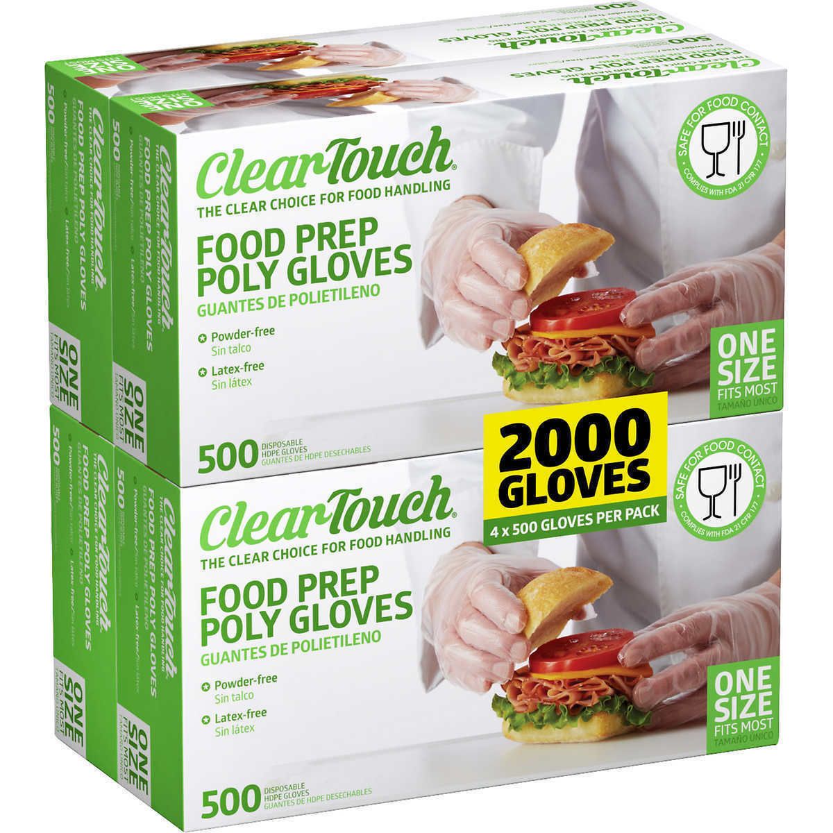 Clear-Touch Polyethylene Food Service Gloves One Size 2000Ct