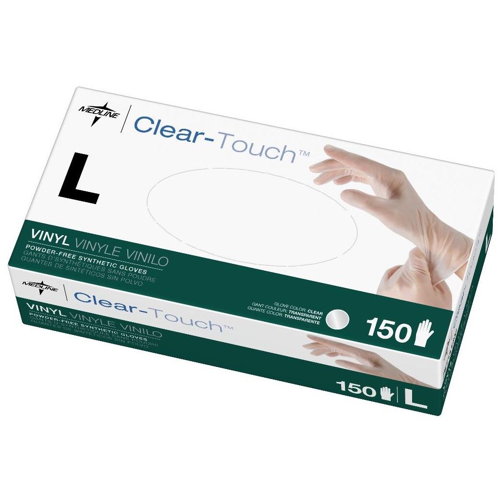 Medline Clear-Touch Multipurpose Vinyl Gloves L 1500Ct