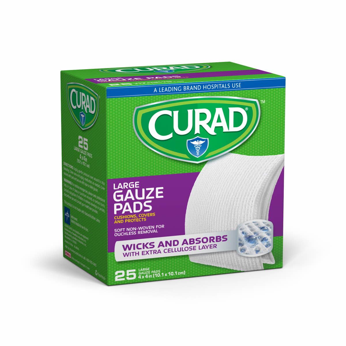 CURAD Sterile Nonwoven Gauze Pad Large 4x4 600Ct