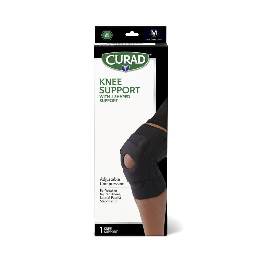 Curad Knee Support with J-Shaped Support Left M Black 1Ct