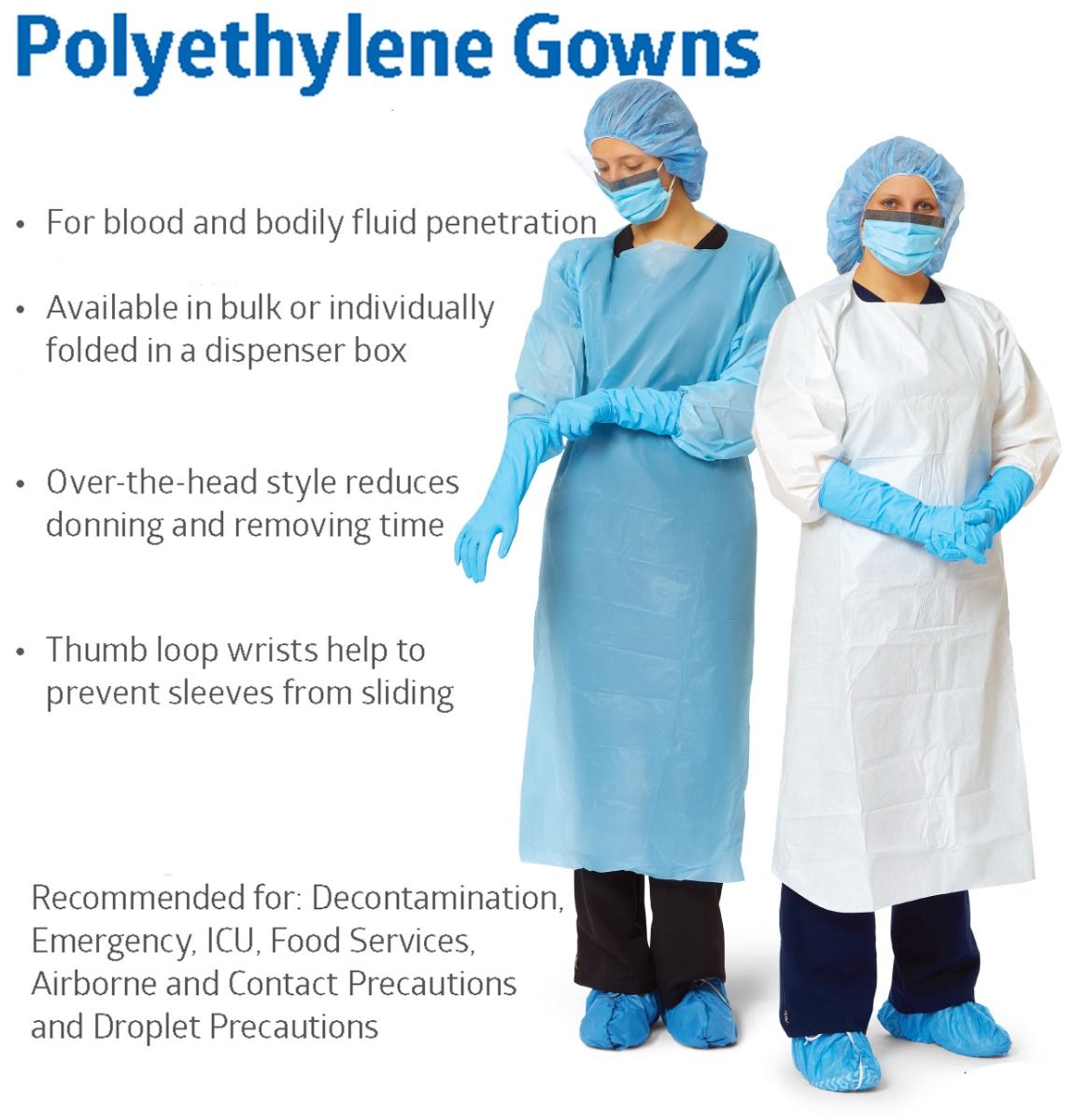 Medline Basic Poly Protective Medical Gown XL 75Ct
