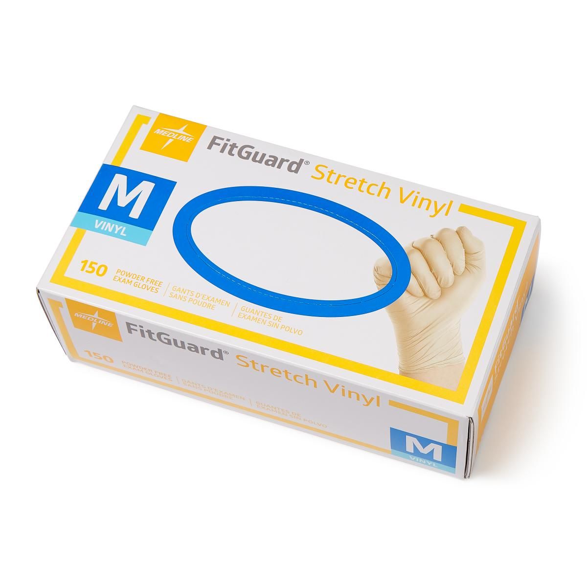 FitGuard Stretch Vinyl Exam Gloves Size M 1500Ct
