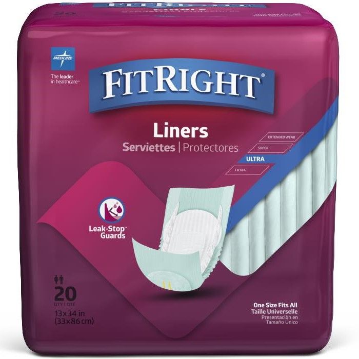 Medline FitRight Plus Incontinence Liner 13x34 80Ct